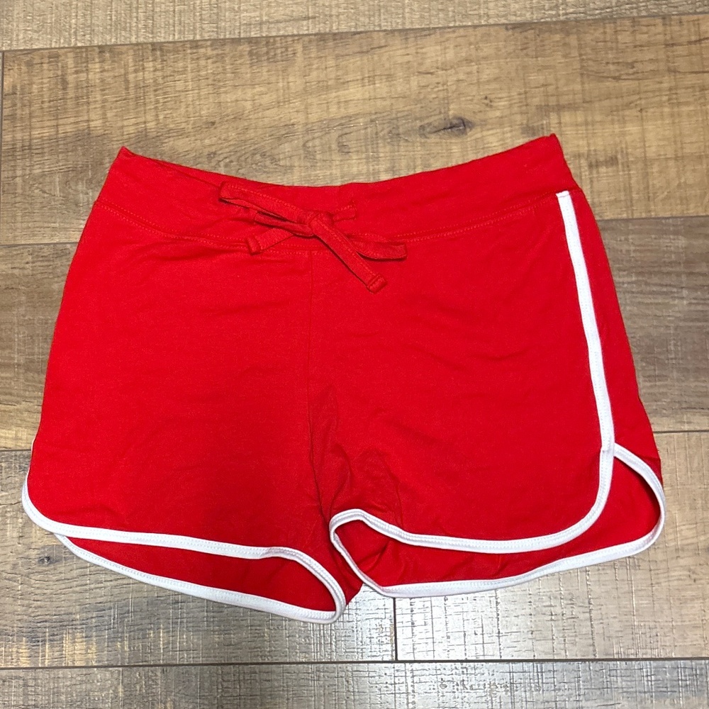 Red Athletic Running Shorts With White Trim